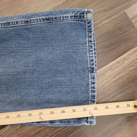 Levis Womens Low Slouch Flare Stretch Distressed Denim Blue Jeans Size 9M Jr. - Picture 10 of 12